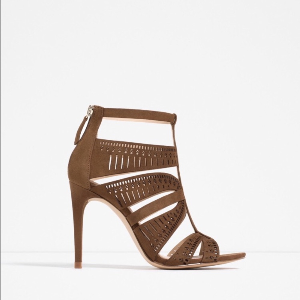ZARA 100% LEATHER STRAPPY SANDALS NEW WITH TAGS US 6.5